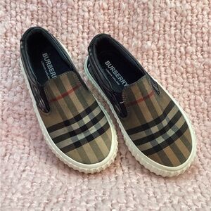Burberry Kids Andrew Checkered Slip-On Sneakers - Tan and Black
